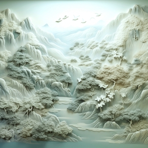 新中式浮雕山水装饰画-ID:236263994