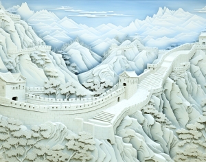 新中式浮雕山水装饰画-ID:234980118