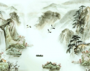 新中式山水壁纸-ID:534226896
