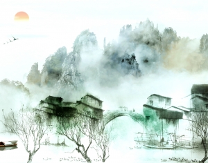 新中式山水壁纸-ID:576236011