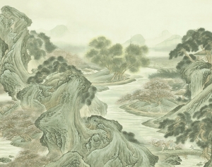 新中式壁纸壁画-ID:740593915