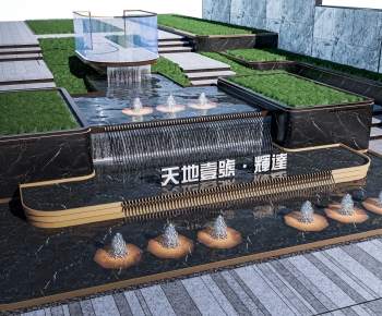 现代小区门口景观水池-ID:174791109