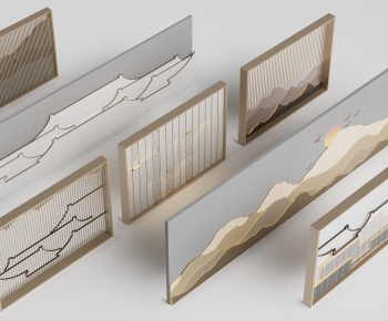 New Chinese Style TV Wall-ID:979620938