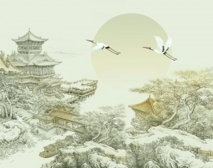 新中式壁纸壁画-ID:869450095