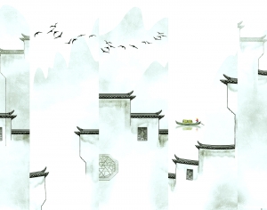 新中式壁纸壁画-ID:357132917
