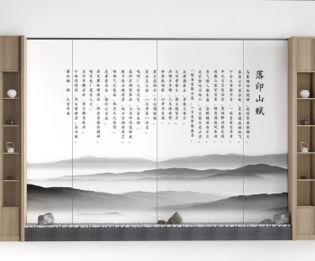 新中式茶柜背景墙组合-ID:301374915