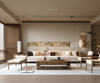 New Chinese Style A Living Room-ID:987313035