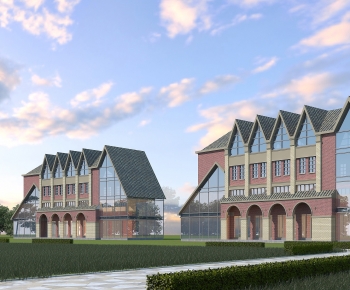 Simple European Style Appearance Of Commercial Building-ID:818526036