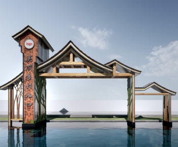 New Chinese Style Facade Element-ID:215591911