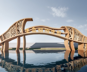 New Chinese Style Facade Element-ID:577828889