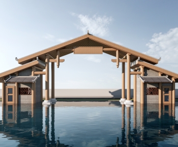 New Chinese Style Facade Element-ID:186603076