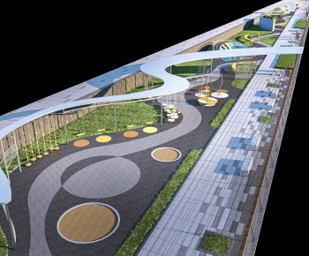 现代公园景观廊架-ID:466486936