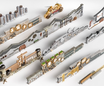 New Chinese Style Landscape Wall-ID:373469115