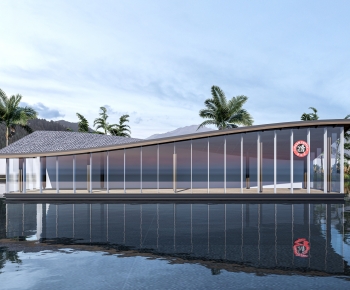 现代玻璃民宿建筑-ID:128602036