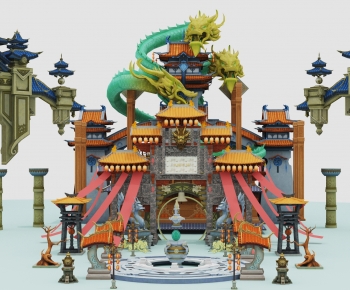 New Chinese Style Cartoon House-ID:807466987