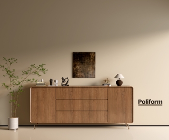 Poliform现代中古风实木边柜-ID:911288981