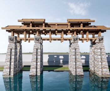 New Chinese Style Facade Element-ID:144342901