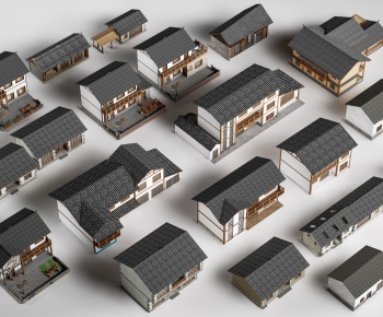 新中式乡村民房建筑组合-ID:221060991