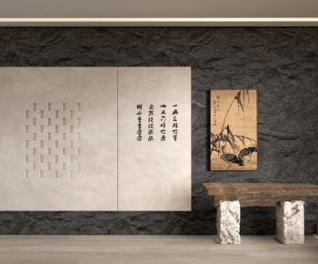 New Chinese Style TV Wall-ID:251758108