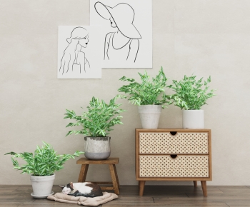 现代蕨类植物盆栽边几组合-ID:522113083