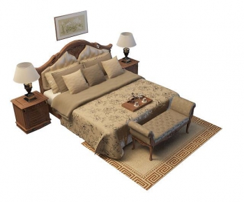 Simple European Style Double Bed-ID:405390021