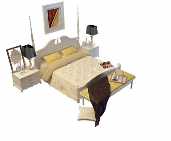 Simple European Style Double Bed-ID:932221895