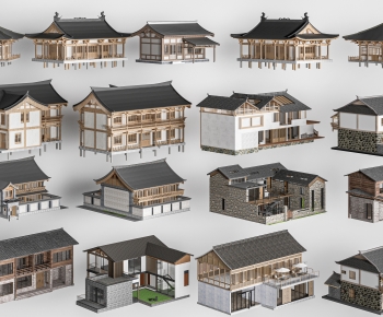 新中式乡村民宿建筑组合-ID:706501967