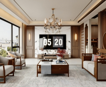 New Chinese Style A Living Room-ID:969695095