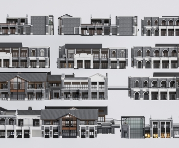 新中式商业楼建筑外观组合-ID:818468092