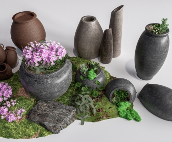 现代绿植陶罐小品-ID:914639959