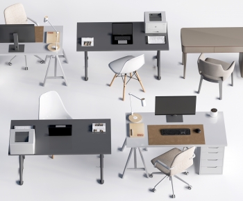 Modern Office Desk And Chair-ID:496012932