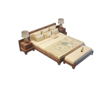New Chinese Style Double Bed-ID:881185059