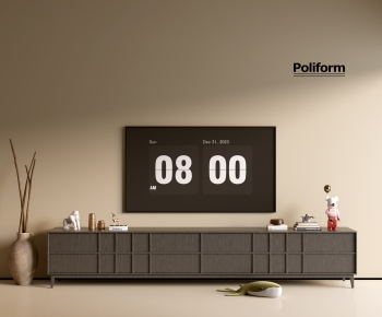 Poliform现代中古风灰色实木电视柜-ID:200567018