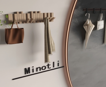 Minotli现代实木墙壁钢琴键挂衣钩组合-ID:781430014