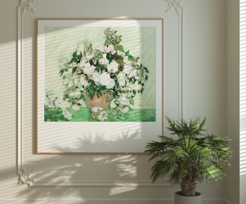 现代绿色插花装饰挂画-ID:398762941