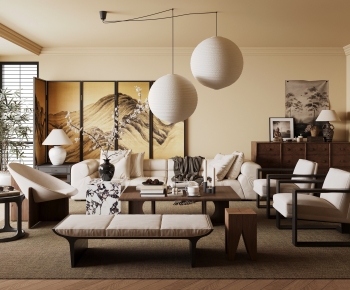 New Chinese Style A Living Room-ID:153717995