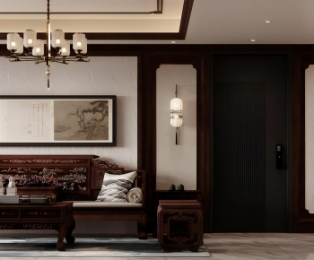 New Chinese Style A Living Room-ID:584095007