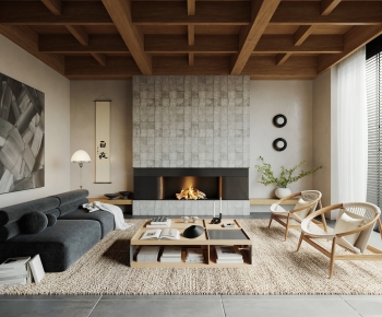 New Chinese Style A Living Room-ID:614363912