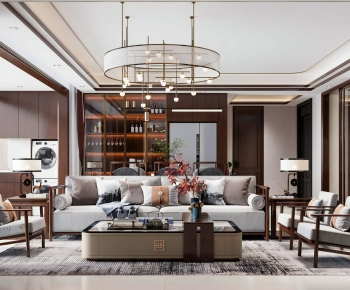 New Chinese Style A Living Room-ID:415875916
