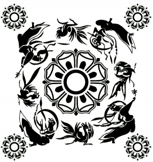 凹凸黑白古典花纹-ID:494750028