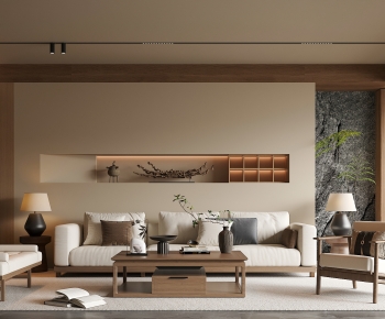New Chinese Style A Living Room-ID:671077976