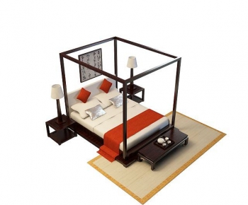 New Chinese Style Double Bed-ID:532526976