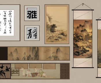 新中式装饰挂画组合-ID:384916071