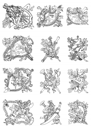 中式古典花纹凹凸黑白-ID:115853072