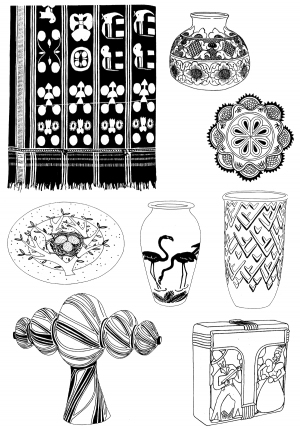 Chinese Style Classical StyleBump Black And White