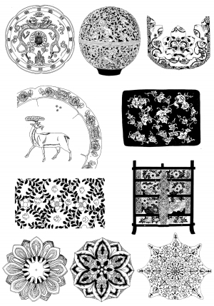 Chinese Style Classical StyleBump Black And White