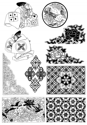 中式古典花纹凹凸黑白-ID:236047986