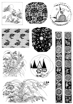 中式古典花纹凹凸黑白-ID:643480069