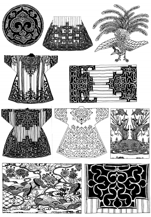 中式古典花纹凹凸黑白-ID:233819559
