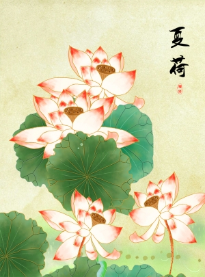 新中式荷花荷叶装饰画-ID:621032957